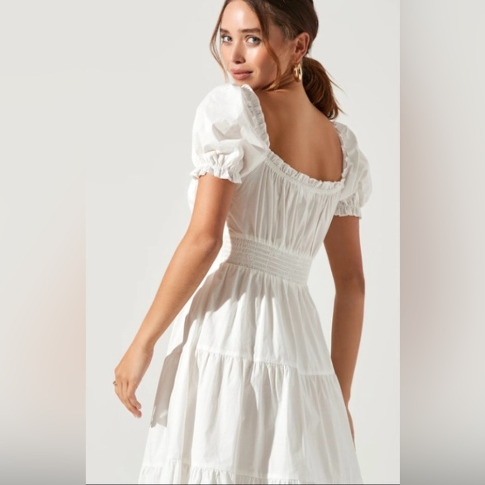 ASTR The Label White Puff Sleeve Midi Dress | Coquette Milkmaid Cottagecore‎ - Picture 4 of 7